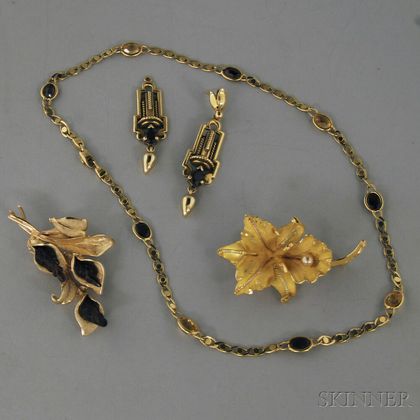 Group of Gold, Garnet, and Pearl Jewelry