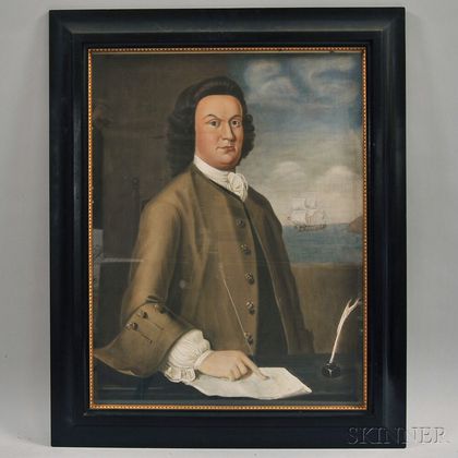 Framed Photograph of a Painting by John Greenwood of Boston Merchant John Langdon