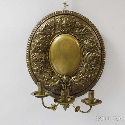 Repousse Brass Three-light Wall Sconce