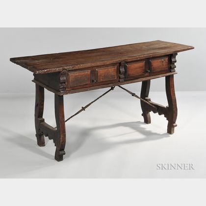Baroque-style Fruitwood Console