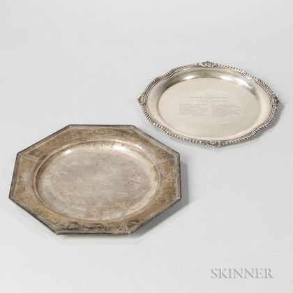 Two American Sterling Silver Presentation Platters