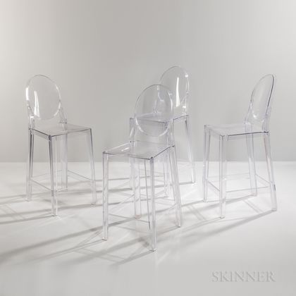 Four Philippe Starck for Kartell "Louis Ghost" Bar Chairs