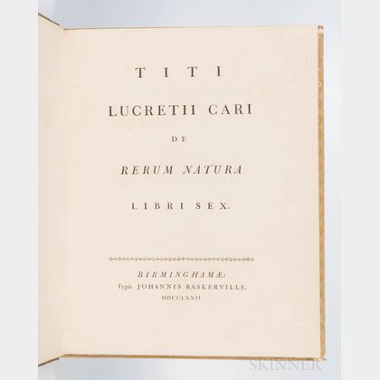 Lucretius (99-55 BC) De Rerum Natura Rerum Libri Sex.