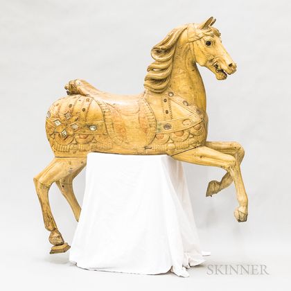 Carved Wood Prancing Carousel Horse