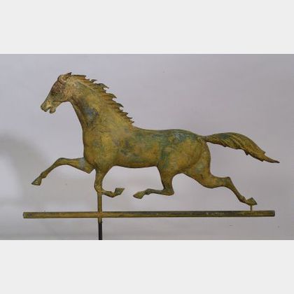 Molded Copper and Cast Iron Ethan Allen Running Horse Weather Vane