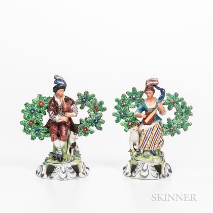 Pair of Staffordshire Bocage Musicians