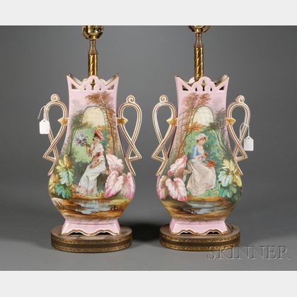 Pair of Paris Porcelain Lamp Bases