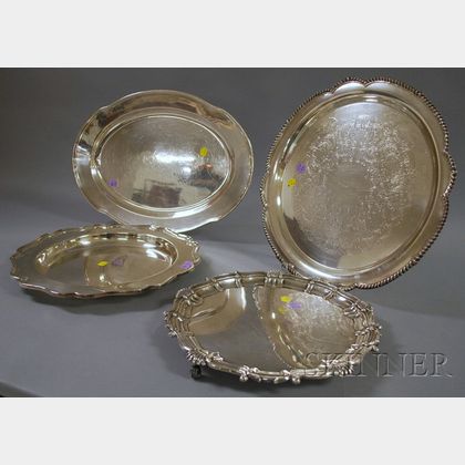 Four English and American Silver-plated Trays