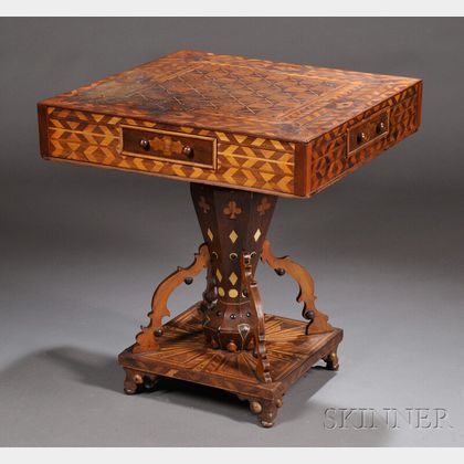 American Folk Art Parquetry Games Table