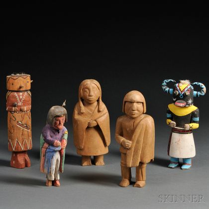 Six Carved Wood Items