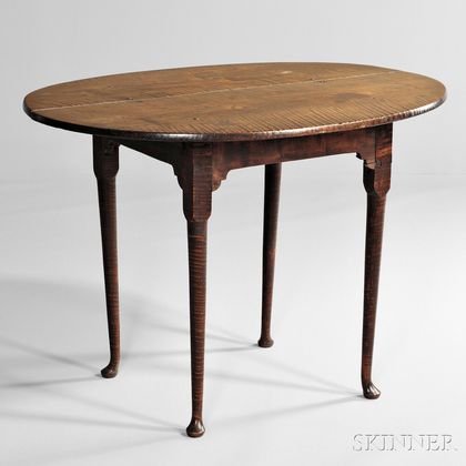 Tiger Maple Oval-top Tea Table