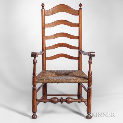 Maple and Tiger Maple Slat-back Armchair