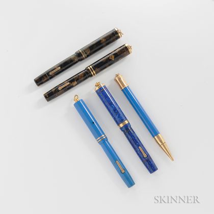 Five Conklin Endura Ring-top Fountain Pens and Pencils