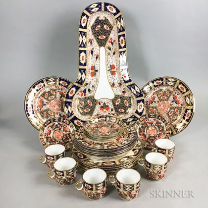 Twenty-four Pieces of English Imari-palette Porcelain Tableware. Estimate $150-250