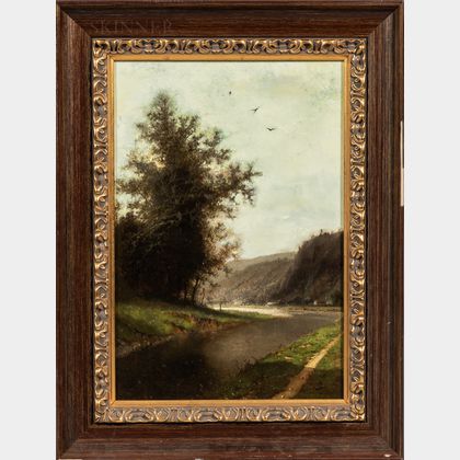 Henri Joseph Pieron (Belgian, 1856-1912) Landscape with River Bend