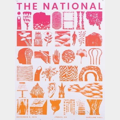 Rob Sato (American, 20th/21st Century) Concert Poster for The National, Zurich, 2019.