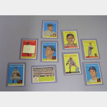 Nine 1958 Topps Baseball Cards