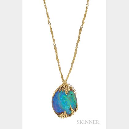 18kt Gold and Boulder Opal Pendant Necklace