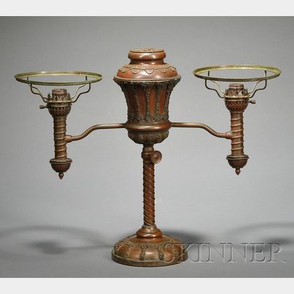 Student Lamp, Probably Tiffany and Manhattan Brass and Lamp Co.