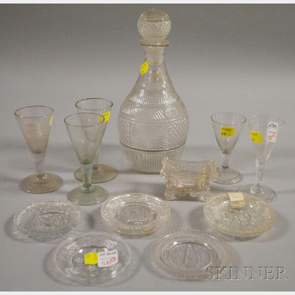 Fourteen Early Colorless Glass Items