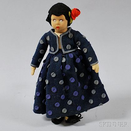 Small Lenci-type Felt Character Girl Doll