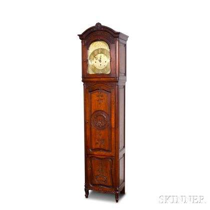 Walnut Carved Quarter-chiming Tall Clock