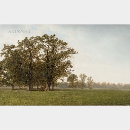 John Frederick Kensett (American, 1816-1872) Landscape with Horses, Hudson, New York