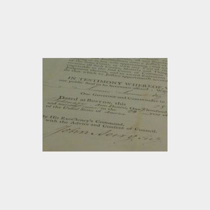 Commission Signed by Increase Sumner, Governor of Massachusetts