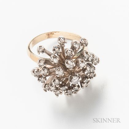 14kt Bicolor Gold and Diamond Cluster Ring