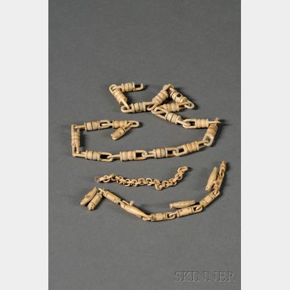 Three Eskimo Carved Ivory Chains