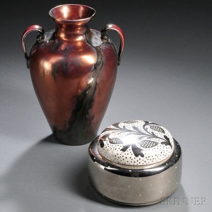 Henry Wren Oxshott Pottery Vase and a Waylande Gregory Covered Bowl 