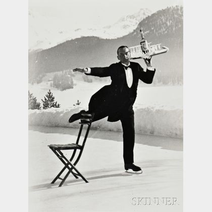 Alfred Eisenstaedt (American, 1898-1995) René Breguet, Ice Skating Waiter, St. Moritz