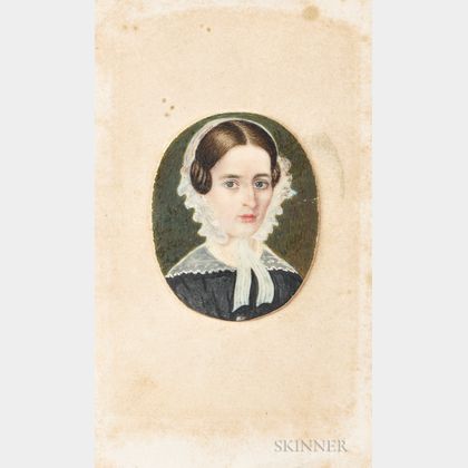 American School, 19th Century Portrait Miniature of a Woman