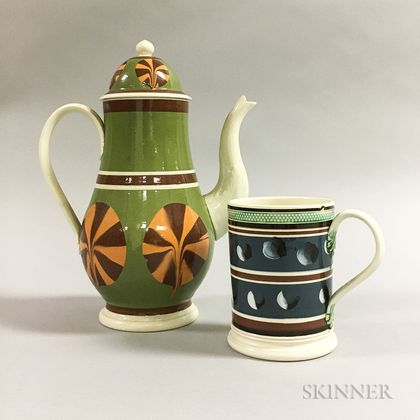 Two Don Carpentier Slip-decorated Ceramic Vessels