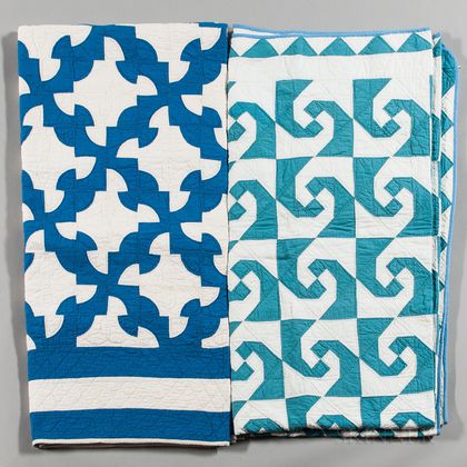 Two Blue and White Quilts