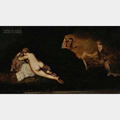 Manner of Cornelis van Poelenburgh (Dutch, 1586-1667) Nymph and Satyrs in a Grotto