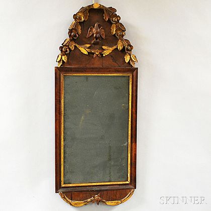 Chippendale Carved Mahogany Veneer "Cape Cod" Mirror