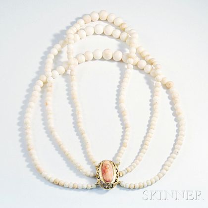 Multi-strand Angelskin Coral Necklace