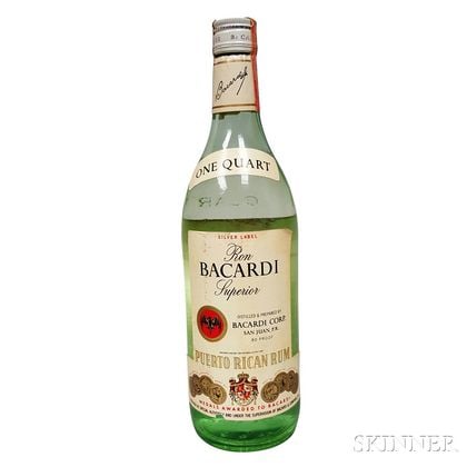 Ron Bacardi Superior Silver Label, 1 quart bottle 