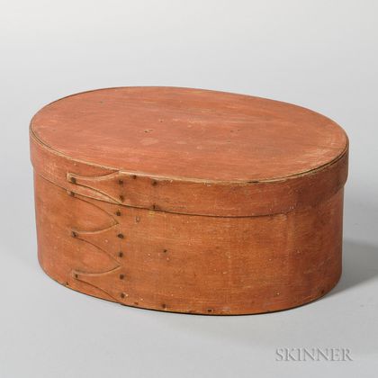 Salmon-painted Oval Shaker Box