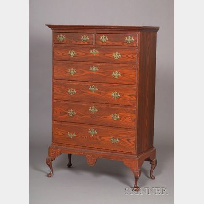 The Titcomb Family Queen Anne Maple Grain-painted Chest-on-Frame