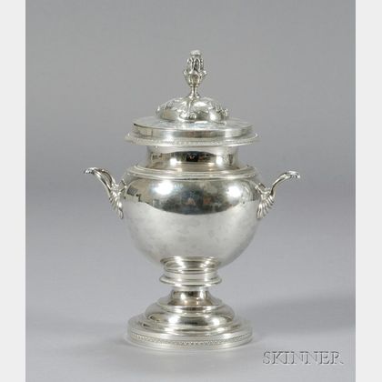 Large Coin Silver Covered Sugar Bowl