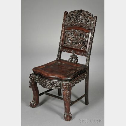 Chinese Carved Rosewood Side Chair