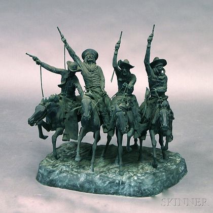 Bronze Sculpture of Four Cowboys, After Frederic Remington