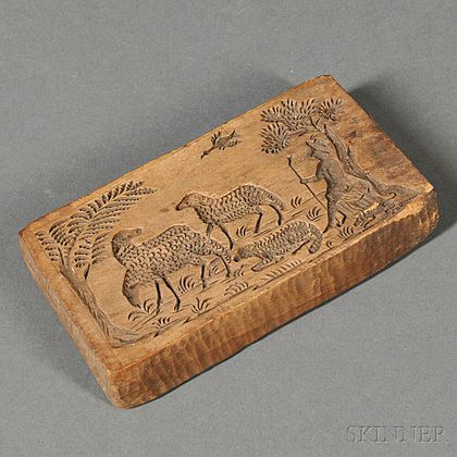 Sheep-carved Wooden Butter Mold from Kalona, Iowa