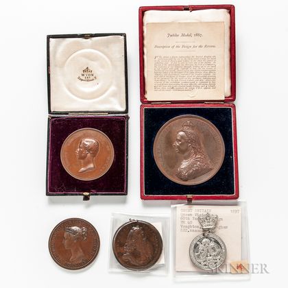 Five British Commemorative Medals