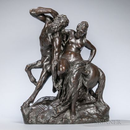After Reinhold Begas (German, 1831-1911) Bronze Figure of a Centaur and Nymph