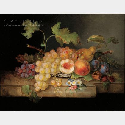 Henriette Gerbes (Austrian, 19th Century) Elaborate Still Life with Fruit
