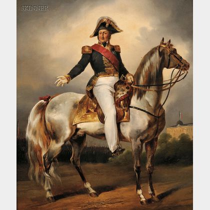Eugène Louis Lami (French, 1800-1890) Equestrian Portrait of Louis Philippe, King of the French