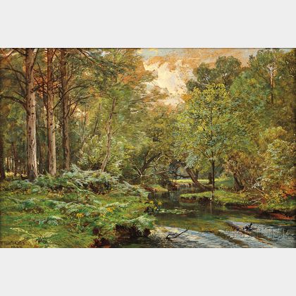 William Trost Richards (American, 1833-1905) The Stream at the Forest's Edge